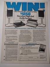 Stereo Review Sweepstakes Perreaux High End Audio System Vintage Print Ad