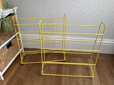 Vintage retro style 4-tier Metal Shoe Rack, plastic coated yellow x 2