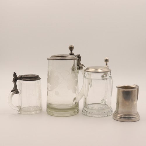 Four german glass steins - four,