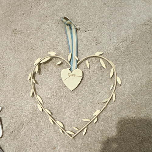 Beige metal heart - beige, hanging