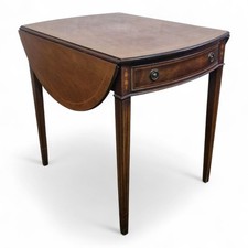Antique style inlaid mahogany flap sided folding occasional side table
