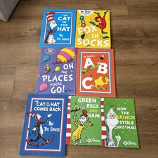 Dr Seuss Book Bundle X 7 inc Cat in the Hat, Green Eggs and Ham, ABC, Oh The Pla