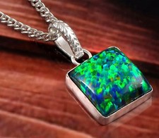 8ct Square Black Opal Pendant
