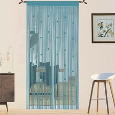 Beaded Door Curtain Fly Screen String Panel 90x200cm Blue Room Divider Doorways