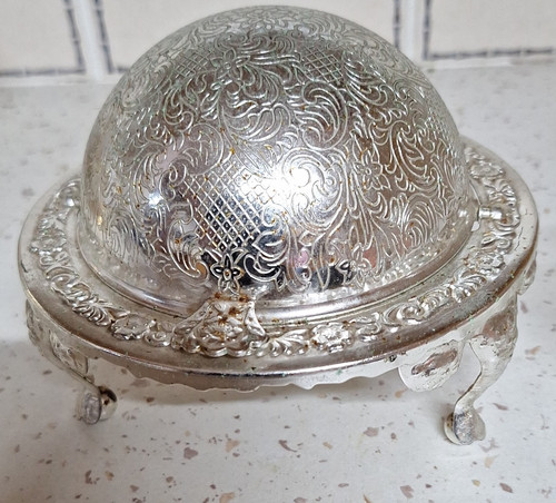 Silver plated floral oval - floral,