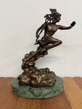 Bronze Sculpture of Mercury / Hermes - Signed GIAMBOLOGNA - Solid Marble Base