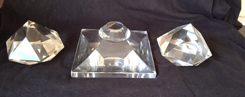 Pair vintage cut glass prism - glass, /
