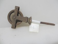 Vintage Iron Pulley Wheel Threaded Rod Airer Double Block Antique Old