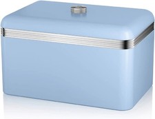 Swan Retro Bread Bin Metal 18 Litre Storage Capacity, Grey - SWKA1010GRN