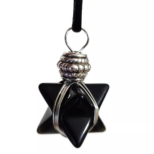Obsidian pendant necklace - obsidian,