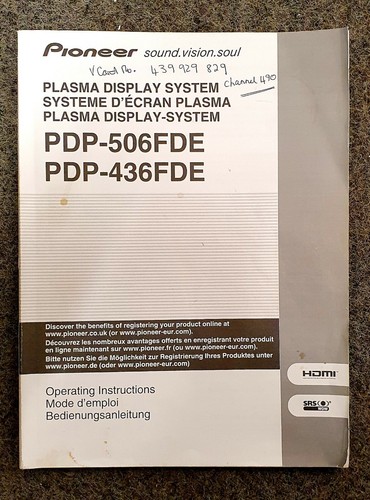 Pioneer pdp 506fde - pdp-506fde, &