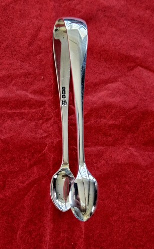 Solid silver sugar - solid, tongs