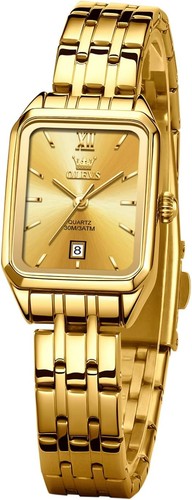 Gold tone ladies square - square, watch
