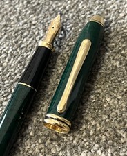 SUPERB CROSS TOWNSEND FOUNTAIN PEN-GREEN MARBLE-14CT GOLD BROAD NIB-BOX-USA.