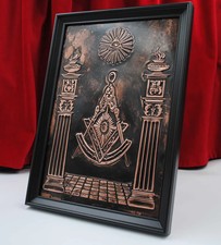 Masonic Copper Wall Art Square & Compass Eye in Triangle Freemasonry Symbol Gift