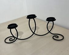 Gothic, cast iron style black metal 3 arm tea light holder 40cm wide