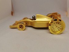 Gold Quartz Formula One Racing Car Desk Clock Paperweight Clock Working