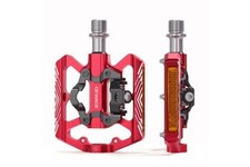 GEWAGE Mountain Bike Pedals- Dual Function Bicycle Flat Pedals and SPD Pedals- 