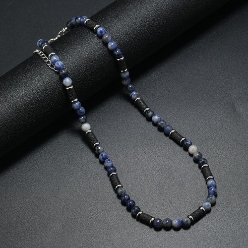 Black beaded necklace natural - black,
