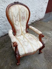 Walnut Hand Carved  Arm Chair