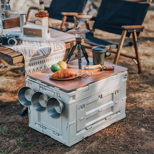 Large 60l camping box wood - large,