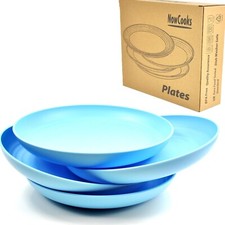 4 Dinner Plates Tableware 23cm Round Dishes Unbreakable Blue