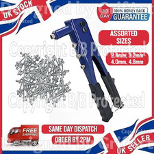 HEAVY DUTY 4 HEAD POP RIVET HAND GUN RIVETER TOOL 75 DIFFERENT SIZE MIXED RIVETS
