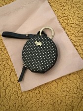 Radley Small Leather Circular Coin Purse With Keyring & Bag Attachment. Black