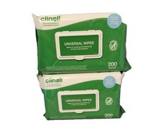 2 PACK Clinell Universal Wipes, 200 per pack - 400 Wipes total