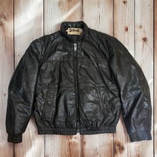 Vintage Schott Bomber Black Jacket Leather Flight Size 42 - Check measurements