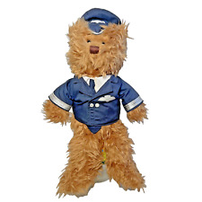 Russ Berrie Soft Plush Toy Airline Pilot Hand Puppet Teddy Bear Brown Uniform