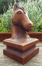 CARVED WOODEN HORSE NEWEL POST CAP FINIAL COUNTRY HOUSE