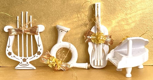 Vintage ornaments wood musical - vintage,