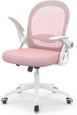 Office Chair Ergonomic Desk Chair with 90° Flip-up Armrest Lumbar Pink