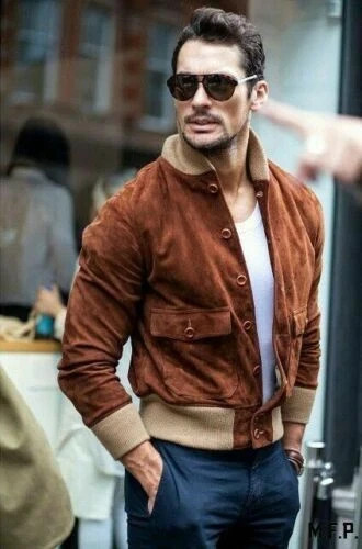 Men brown suede bomber - men's,