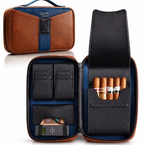 Premium leather travel cigar - leather,