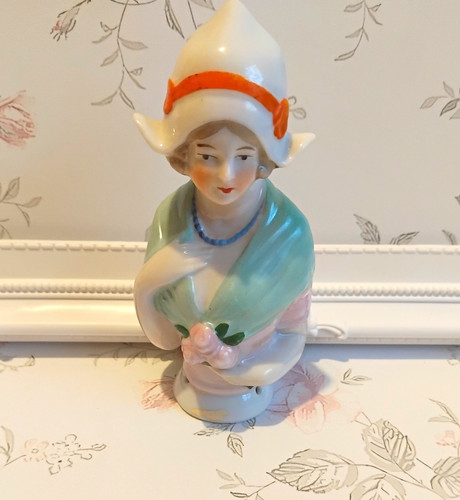 Antique porcelain half doll - porcelain,