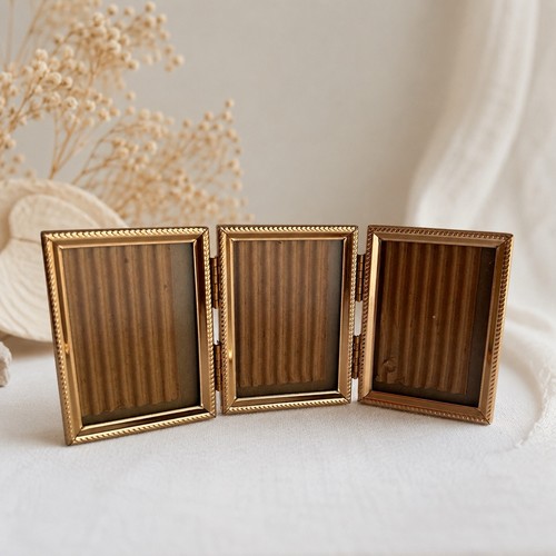 Vintage goldtone brass - vintage, trifold