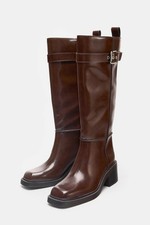 Zara Knee-high boots with contrast topstitching 41 UK 8