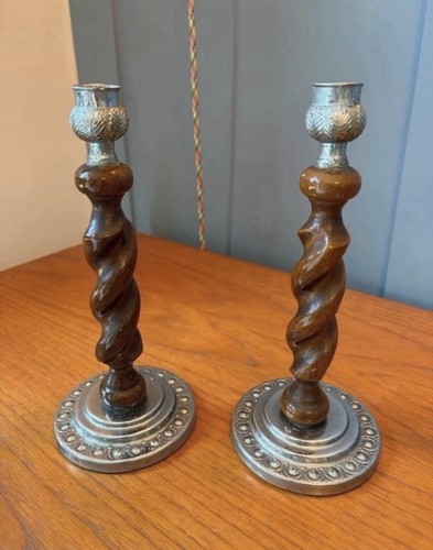 Pair vintage oak - pair,