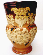 Doulton Lambeth Stoneware Whisky Jug Water Jug. Good is Not Good Enough.8 1/4"