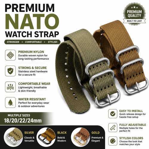 Zulu nato watch strap nylon - nato,