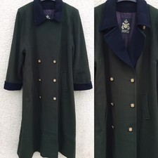 MANSFIELD VINTAGE 80’s GREEN MILITARY CASHMERE WOOL GREAT COAT L 16 18
