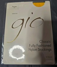 Gio Golden Hour Ltd Edtion Fully Fashioned Manhatten Heel Stockings 9.5 New