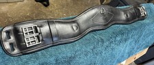 FRANK BAINES English Black Leather Humane Shaped Soft Padded Dressage Girth