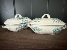 A Pair Of Antique Bishop & Stonier BISTO Mini Serving / Condiment Dishes Lidded