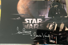 Darth Vader Star Wars SIGNED Dave Prowse 8" x 12" Colour Photo PLUS Signed Slip