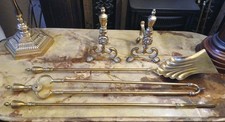  Antique Brass Fire Irons -