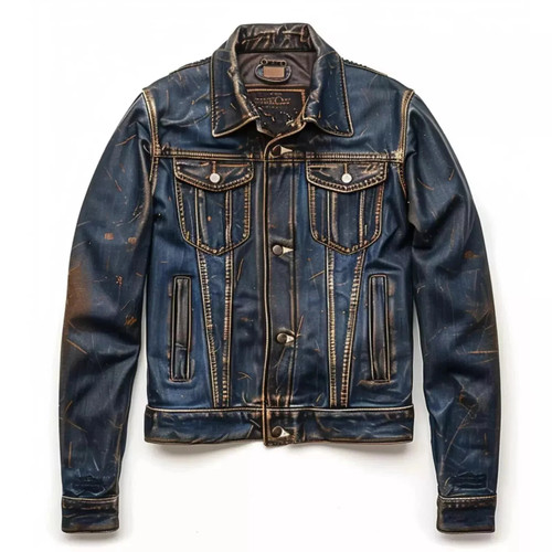Trucker leather jacket for - leather,
