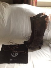 Neosens Brown Leather Victorian Midi Heel Long Boots SIZE 5 New Rococo